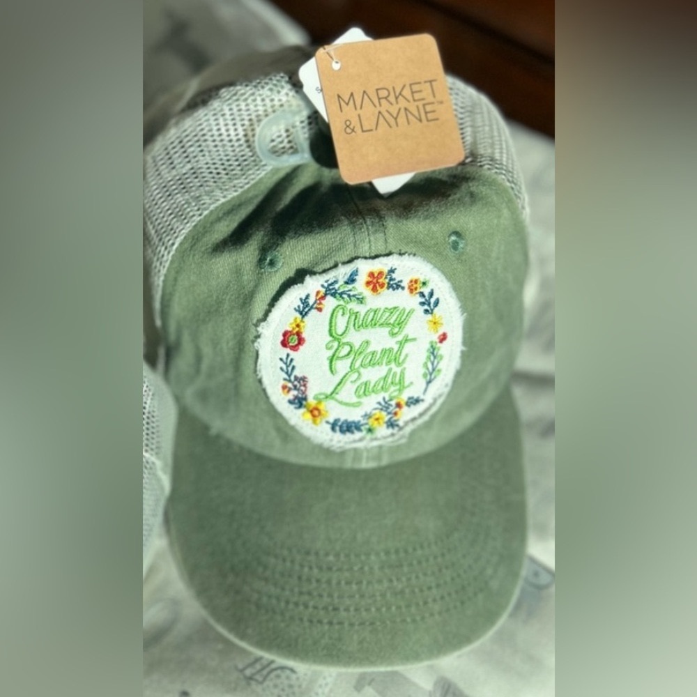 “CRAZY PLANT LADY”embroidered ball cap by MARKET & LAYNE w/mesh & adjustable NWT - Picture 5 of 15